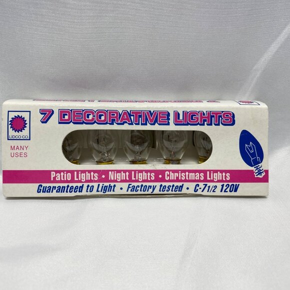 C7 1/2 Green Cord 7 Decorative Lights String Set For Indoor or Outdoor Use - Picture 5 of 6